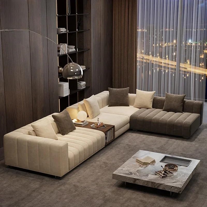 Aroma Homes Soft Brown Minimalist Modern Sofa with Matching Coffee Table - Image 3